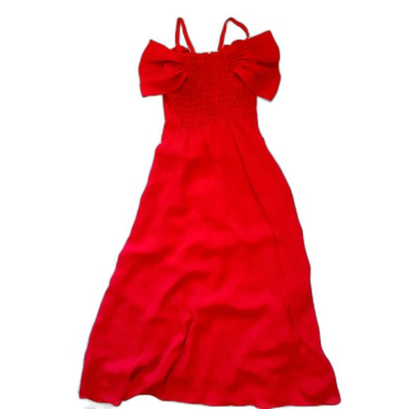 Tim's Paris 90s Red Formal Sheer Holiday Party Rhinestones Flowers Dress Small - Picture 6 of 11